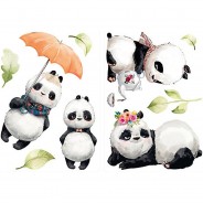 Preisvergleich für Wandtattoos: Wandtattoo Aquarell Panda Bären Tiere Wandtattoos mehrfarbig Gr. one size