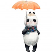 Preisvergleich für Wandtattoos: Wandtattoo Aquarell Panda mit Regenschirm Wandtattoos mehrfarbig Gr. 110 x 200