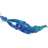 Preisvergleich für Wandtattoos: Wandtattoo Aquarell Schwimmer beim Tauchen Wandtattoos mehrfarbig Gr. 55 x 25