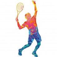 Preisvergleich für Wandtattoos: Wandtattoo Aquarell Tennis Silhouette beim Aufschlag Wandtattoos mehrfarbig Gr. 25 x 55