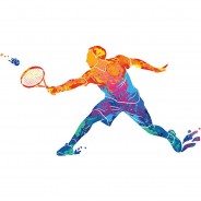 Preisvergleich für Wandtattoos: Wandtattoo Aquarell Tennisspieler mit Schläger Wandtattoos mehrfarbig Gr. 100 x 55