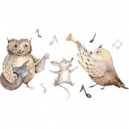 Preisvergleich für Wandtattoos: Wandtattoo Aquarell Tiere mit Musik Instrumenten Wandtattoos mehrfarbig Gr. 80 x 44