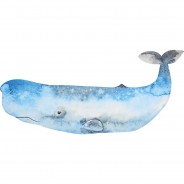 Preisvergleich für Wandtattoos: Wandtattoo Aquarell Tiere - Wal Unterwasserwelt Wandtattoos hellblau Gr. 220 x 100