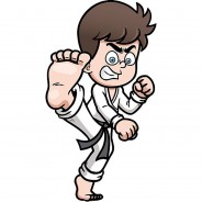 Preisvergleich für Wandtattoos: Wandtattoo Kampfsport Karate Schüler Cartoon Wandtattoos mehrfarbig Gr. 55 x 100