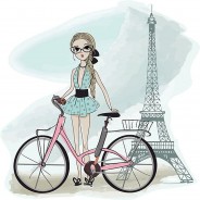 Preisvergleich für Wandtattoos: Wandtattoo Moderne Frau in Frankreich Eiffelturm Wandtattoos mehrfarbig Gr. 80 x 80