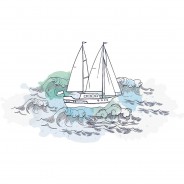 Preisvergleich für Wandtattoos: Wandtattoo Segelschiff mit farbigem Aquarell Look Wandtattoos mehrfarbig Gr. 80 x 44