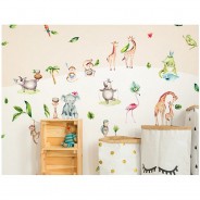 Preisvergleich für Wandtattoos: Wandtattoo Set Aquarell Dschungeltiere Safari Tiere Wandtattoos mehrfarbig Gr. one size