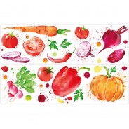 Preisvergleich für Wandtattoos: Wandtattoo Set Aquarell Gemüse Kürbis Radieschen Tomate Wandtattoos mehrfarbig Gr. one size