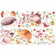 Preisvergleich für Wandtattoos: Wandtattoo Set Aquarell Waldtiere mit niedlichen Gesichtern Wandtattoos mehrfarbig Gr. one size