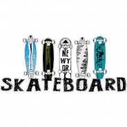 Preisvergleich für Wandtattoos: Wandtattoo Skateboard Schriftzug mit verschiedenen Boards Wandtattoos mehrfarbig Gr. 240 x 110