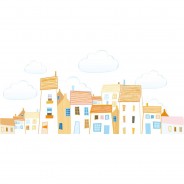 Preisvergleich für Wandtattoos: Wandtattoo Skyline im verspielten Design Wandtattoos mehrfarbig Gr. 220 x 100