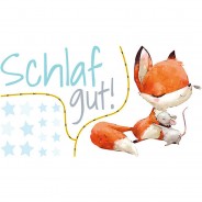 Preisvergleich für Wandtattoos: Wandtattoo Sprüche Aquarell Fuchs Maus - Schlaf gut Wandtattoos mehrfarbig Gr. 140 x 77