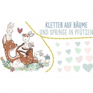 Preisvergleich für Wandtattoos: Wandtattoo Sprüche Reh mit Hasen - Klettern und springen Wandtattoos mehrfarbig Gr. 100 x 55