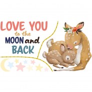 Preisvergleich für Wandtattoos: Wandtattoo Sprüche Rehe - Love you to the moon Wandtattoos mehrfarbig Gr. 140 x 77