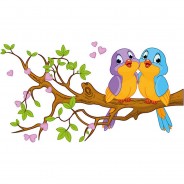 Preisvergleich für Wandtattoos: Wandtattoo Vogel Pärchen auf Baumzweig Wandtattoos mehrfarbig Gr. 55 x 30