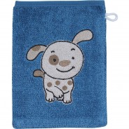 Preisvergleich für Heimtextilien: Waschhandschuh Hund 15x21 graublau Gr. 15 x 21