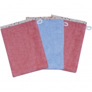 Preisvergleich für Heimtextilien: Waschhandschuh Vogel 15x21, 3er-Set blau/orange Gr. 15 x 21