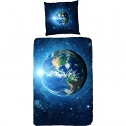 Preisvergleich für Heimtextilien: Bettwäsche Erde, Renforcé, 135 x 200 + 80 x 80 cm blau-kombi