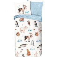 Preisvergleich für Heimtextilien: "Wendebettwäsche ""Cold"" Flanell" blau Gr. 135 x 200 + 80 x 80