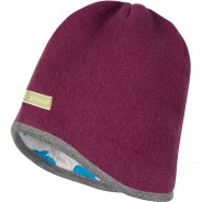 Preisvergleich für Mützen & Accessoires: Wendemütze Woll-Fleece Mützen  pflaume Gr. 74/80 Mädchen Baby