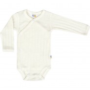 Preisvergleich für Strampler & Spieler: Wickel-Body langarm Merino-Wolle/Seide Wickelbodys Kinder weiß Gr. 40/44  Baby