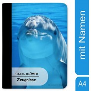 Preisvergleich für Schulbedarf: Zeugnismappe / Dokumentemappe mit Name personalisiert Delfin mehrfarbig