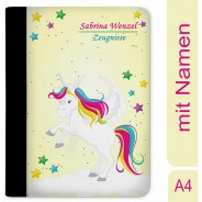 Preisvergleich für Schulbedarf: Zeugnismappe / Dokumentemappe mit Name personalisiert Einhorn Gelb gelb