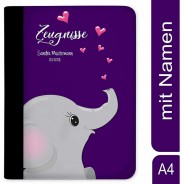 Preisvergleich für Schulbedarf: Zeugnismappe / Dokumentemappe mit Name personalisiert Elefant verliebt Lila lila