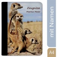 Preisvergleich für Schulbedarf: Zeugnismappe / Dokumentemappe mit Name personalisiert Erdmännchen mehrfarbig