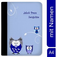 Preisvergleich für Schulbedarf: Zeugnismappe / Dokumentemappe mit Name personalisiert Eule Blau blau