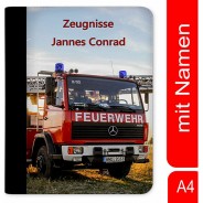Preisvergleich für Schulbedarf: Zeugnismappe / Dokumentemappe mit Name personalisiert Feuerwehr Drehleiter mehrfarbig