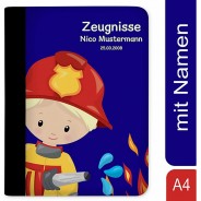 Preisvergleich für Schulbedarf: Zeugnismappe / Dokumentemappe mit Name personalisiert Feuerwehrmann Blau blau