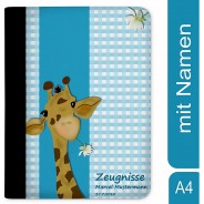 Preisvergleich für Schulbedarf: Zeugnismappe / Dokumentemappe mit Name personalisiert Giraffe Streifen Blau blau