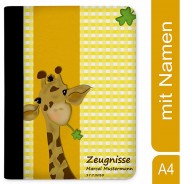 Preisvergleich für Schulbedarf: Zeugnismappe / Dokumentemappe mit Name personalisiert Giraffe Streifen Gelb gelb