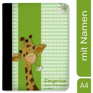 Preisvergleich für Schulbedarf: Zeugnismappe / Dokumentemappe mit Name personalisiert Giraffe Streifen Grün grün