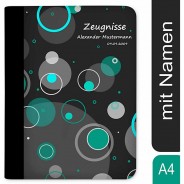 Preisvergleich für Schulbedarf: Zeugnismappe / Dokumentemappe mit Name personalisiert Kreise Türkis türkis