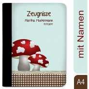 Preisvergleich für Schulbedarf: Zeugnismappe / Dokumentemappe mit Name personalisiert Pilz Blau blau