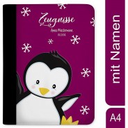 Preisvergleich für Schulbedarf: Zeugnismappe / Dokumentemappe mit Name personalisiert Pinguin Brombeere