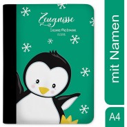 Preisvergleich für Schulbedarf: Zeugnismappe / Dokumentemappe mit Name personalisiert Pinguin Petrol petrol