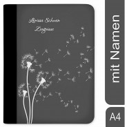 Preisvergleich für Schulbedarf: Zeugnismappe / Dokumentemappe mit Name personalisiert Pusteblume Grau grau