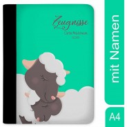 Preisvergleich für Schulbedarf: Zeugnismappe / Dokumentemappe mit Name personalisiert Schaf verliebt Türkis türkis