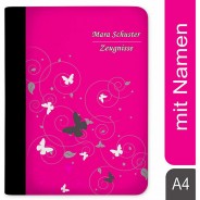 Preisvergleich für Schulbedarf: Zeugnismappe / Dokumentemappe mit Name personalisiert Schmetterling Ornamente Pink pink