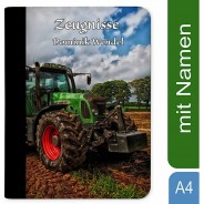 Preisvergleich für Schulbedarf: Zeugnismappe / Dokumentemappe mit Name personalisiert Traktor mehrfarbig