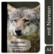 Preisvergleich für Schulbedarf: Zeugnismappe / Dokumentemappe mit Name personalisiert Wolf mehrfarbig