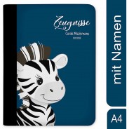Preisvergleich für Schulbedarf: Zeugnismappe / Dokumentemappe mit Name personalisiert Zebra Blau blau