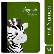 Preisvergleich für Schulbedarf: Zeugnismappe / Dokumentemappe mit Name personalisiert Zebra Grün grün