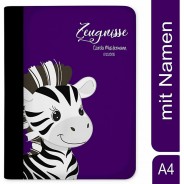 Preisvergleich für Schulbedarf: Zeugnismappe / Dokumentemappe mit Name personalisiert Zebra Lila lila