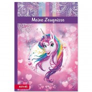 Preisvergleich für Schulbedarf: Zeugnismappe Einhornportrait Glitter A4, wattiert, inkl. 10 Einlagen