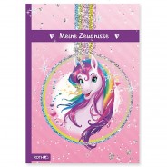 Preisvergleich für Schulbedarf: Zeugnismappe Glitter Einhornportait, wattiert, inkl. 10 Einlagen lila-kombi