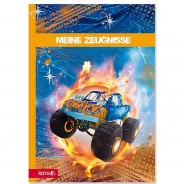 Preisvergleich für Schulbedarf: Zeugnismappe Monstertruck A4, wattiert, Folieneffekt, inkl. 10 Einlagen